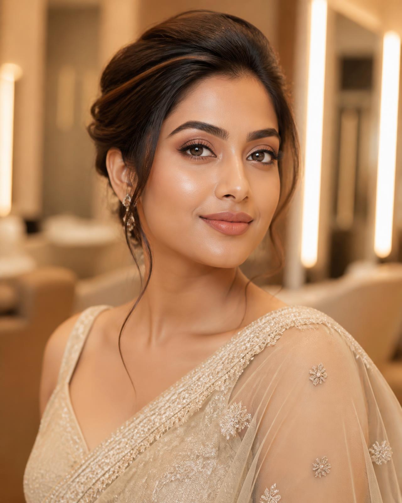 Model with soft glam bridal makeup at Makeup Lounge by Yarafio